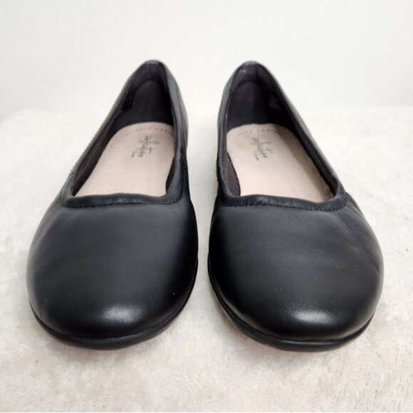 Clarks Collection Black Leather Gracelin Vail Ballet Flats Size 8 US/39 EU - Picture 4 of 10